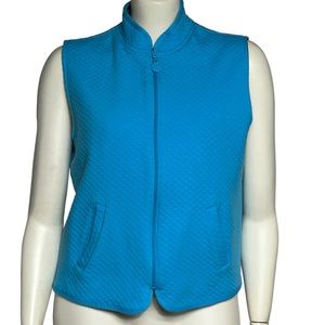Blue Quilted Vest Women's XL Koret Zipper Front Lined Pockets